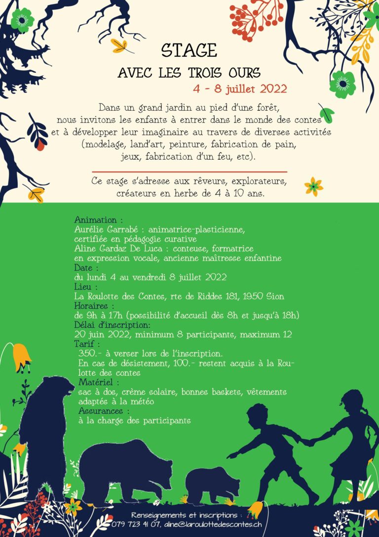 Stage enfant 2022 - Les 3 Ours - La Roulotte des Contes - Aline Gardaz De Luca